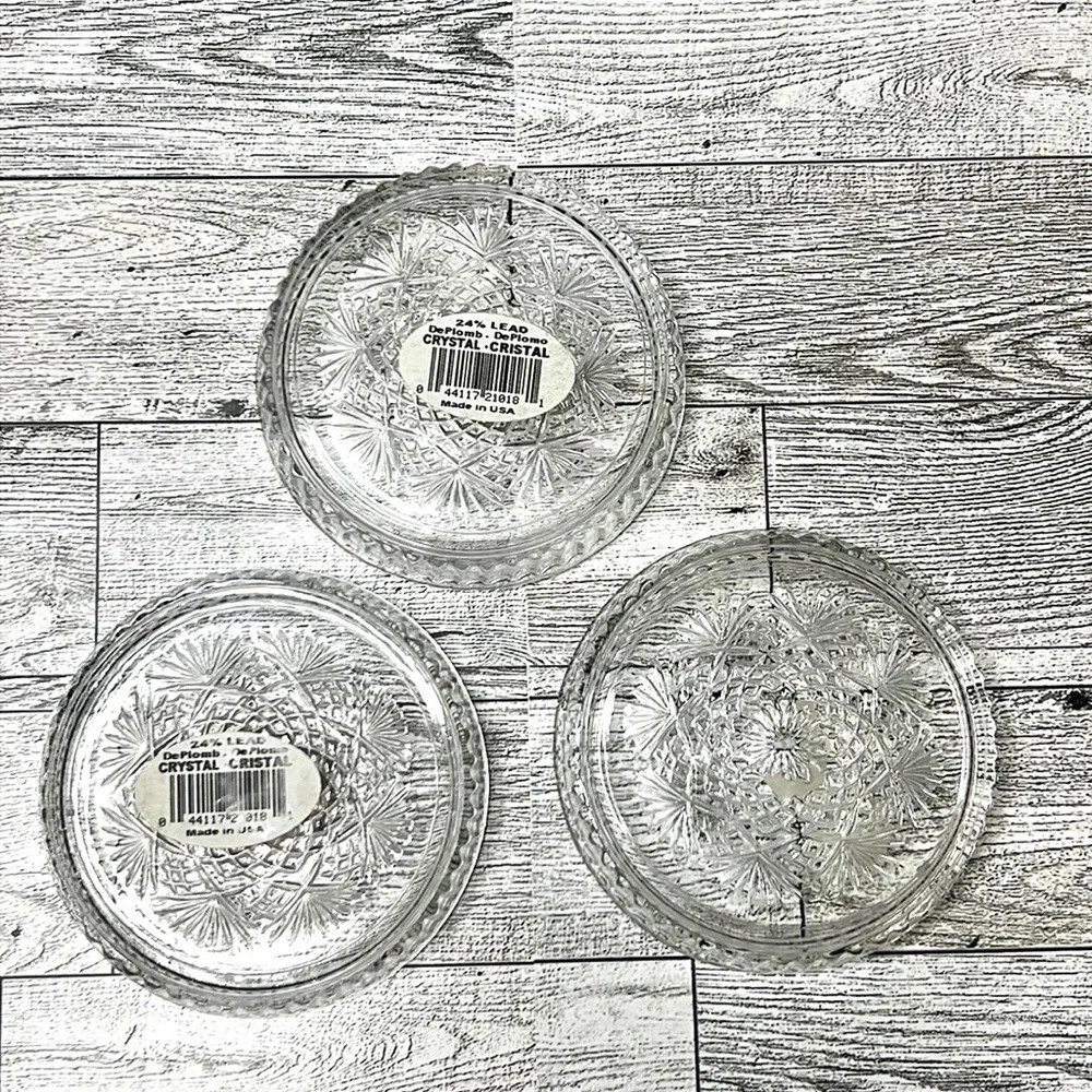 Vintage Essex Lead Crystal Coaster Set of 3